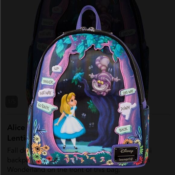 Disney Loungefly Alice in Wonderland Tulgey Wood Lenticular Mini Backpack - Picture 2 of 5